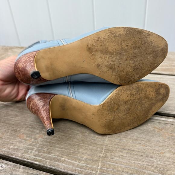 Vintage Jeenz Bootz Stiletto Heel Blue Cowgirl Western Boots 6 1/2 M - Picture 11 of 12